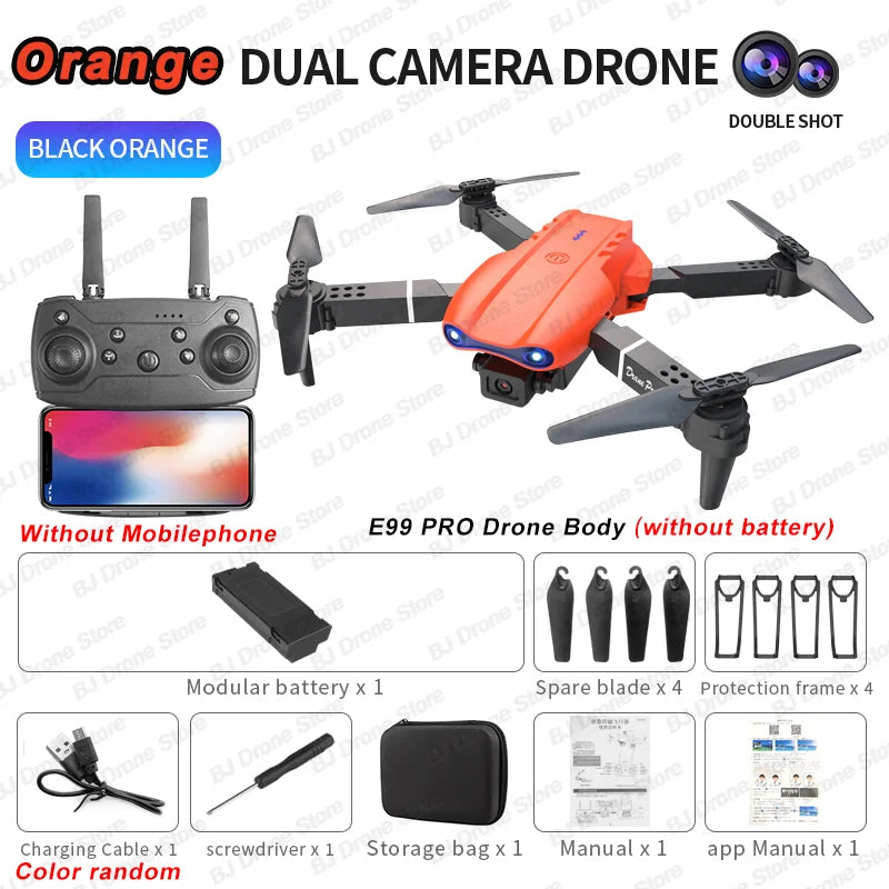 2024 E99Pro RC Drone 4K Professinal With 1080P Wide Angle HD Camera Foldable Helicopter WIFI FPV Height Hold Gift Toy