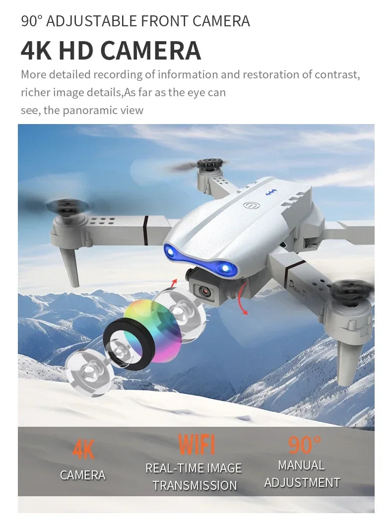 2024 E99Pro RC Drone 4K Professinal With 1080P Wide Angle HD Camera Foldable Helicopter WIFI FPV Height Hold Gift Toy