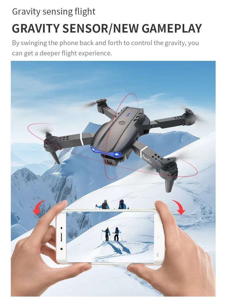 2024 E99Pro RC Drone 4K Professinal With 1080P Wide Angle HD Camera Foldable Helicopter WIFI FPV Height Hold Gift Toy